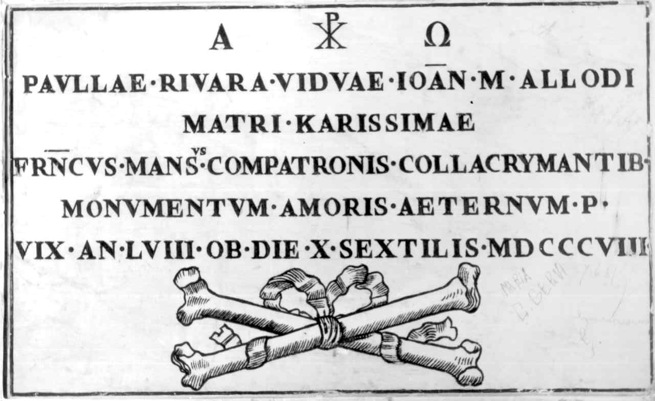 lapide commemorativa - bottega parmense (inizio sec. XIX)