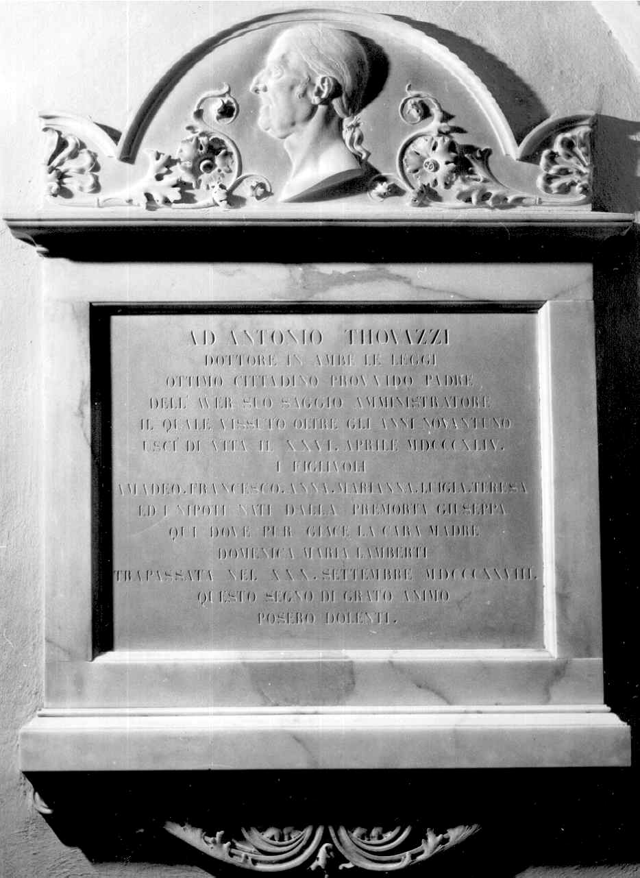 lapide commemorativa - bottega parmense (metà sec. XIX)