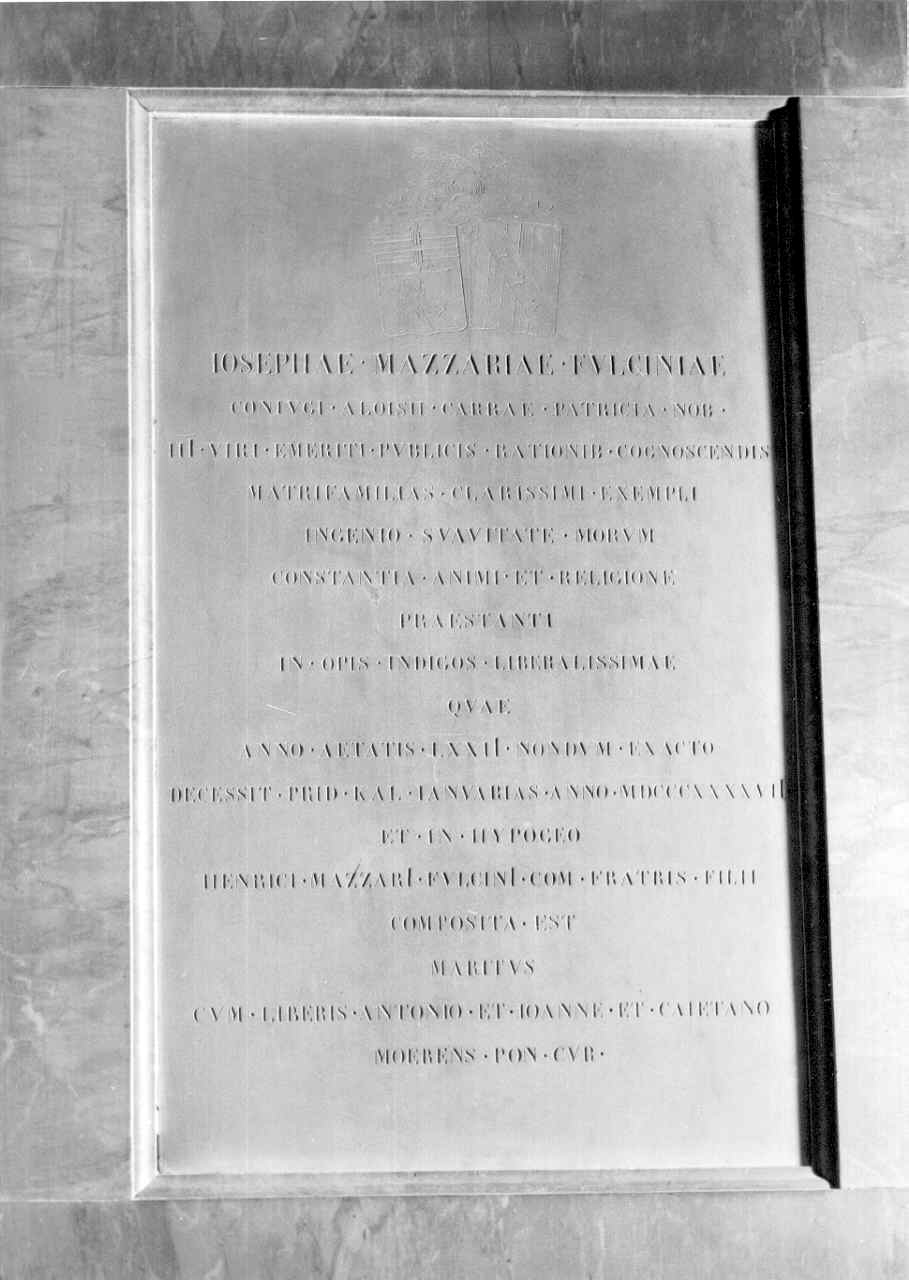 lapide commemorativa - bottega parmense (secondo quarto sec. XIX)