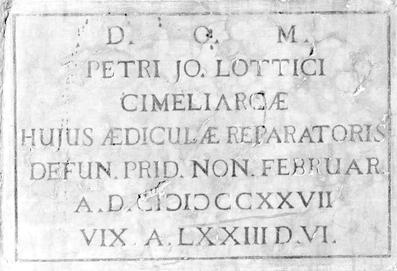 lapide commemorativa - bottega parmense (secondo quarto sec. XVIII)