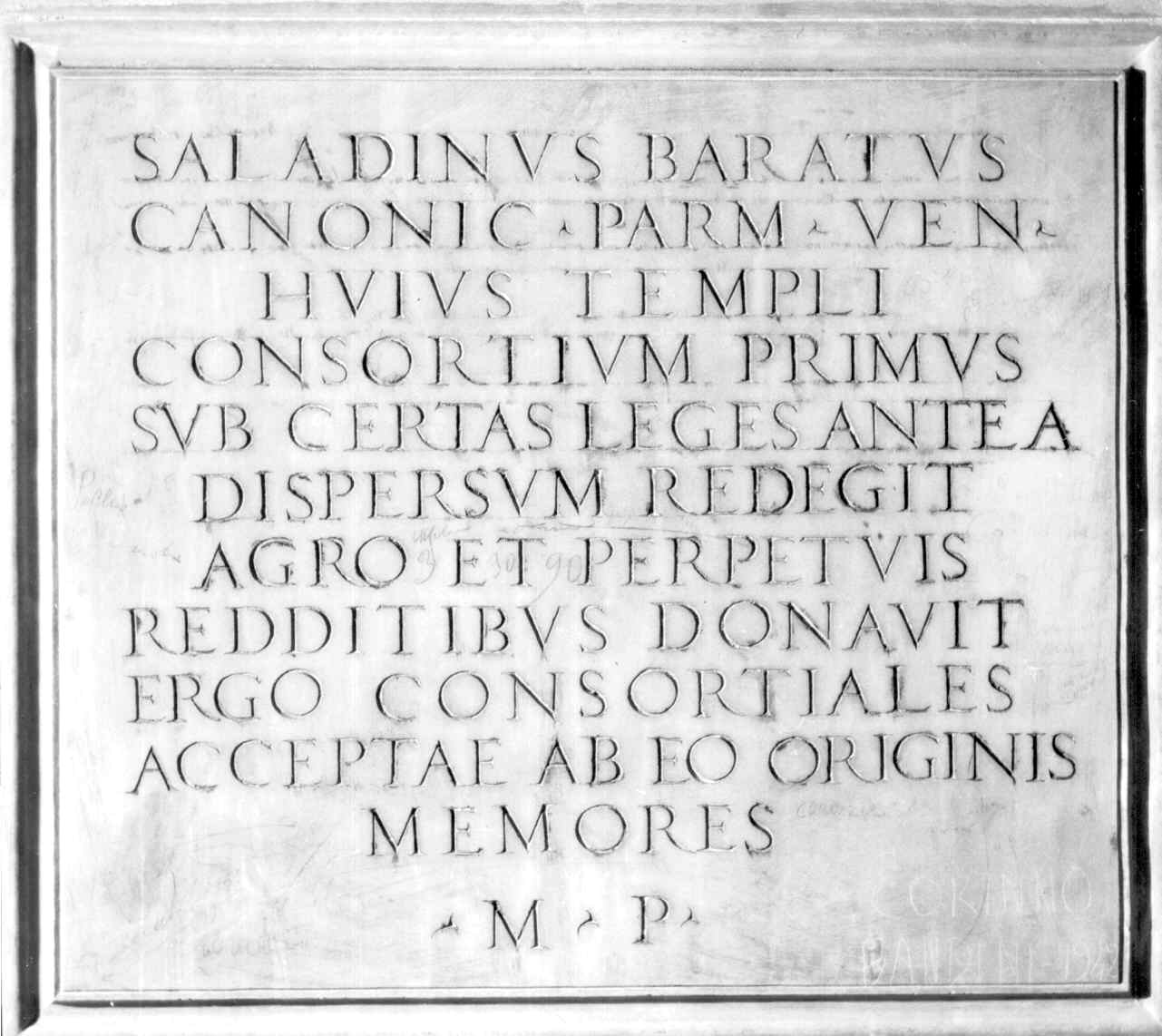 lapide commemorativa - bottega parmense (sec. XVI)