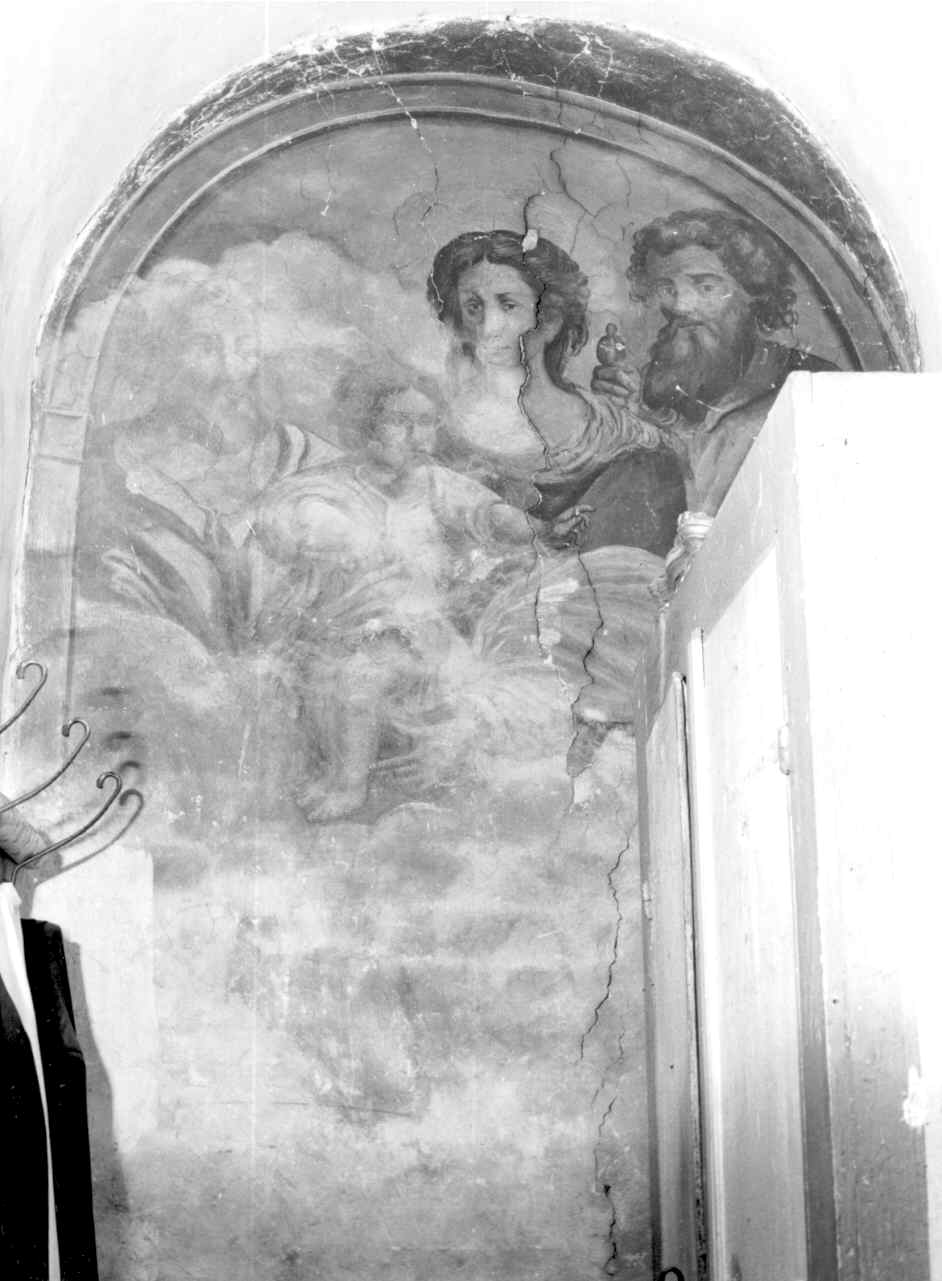 Madonna con Bambino, San Giuseppe ed altro santo (dipinto) - ambito parmense (fine/inizio secc. XVI/ XVII)