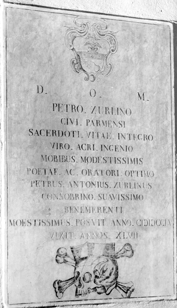 lapide commemorativa - bottega parmense (terzo quarto sec. XVIII)