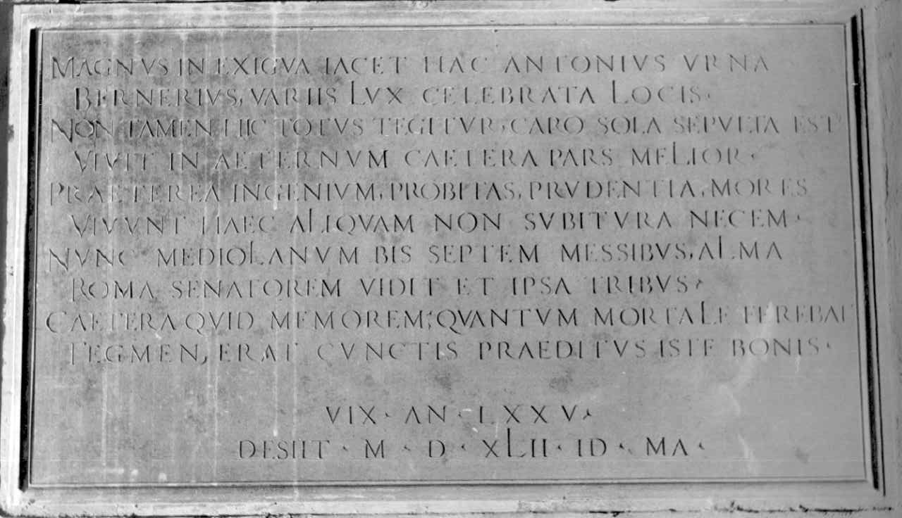 lapide commemorativa - bottega parmense (secondo quarto sec. XVI)