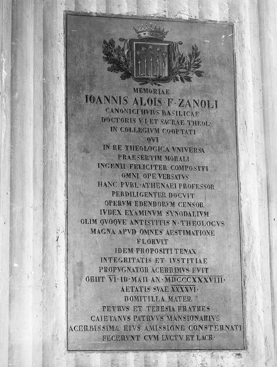 lapide commemorativa - bottega parmense (secondo quarto sec. XIX)