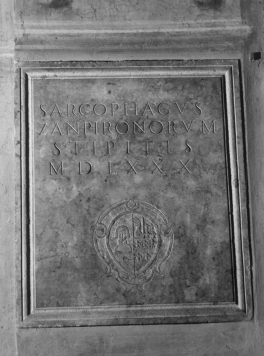 lapide tombale - bottega parmense (ultimo quarto sec. XVI)