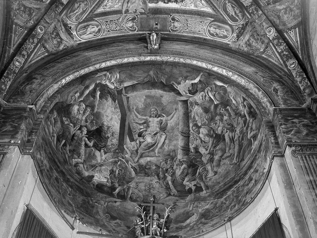 Cristo in Maestà (dipinto, complesso decorativo) di Mazzola Bedoli Girolamo (secondo quarto sec. XVI)