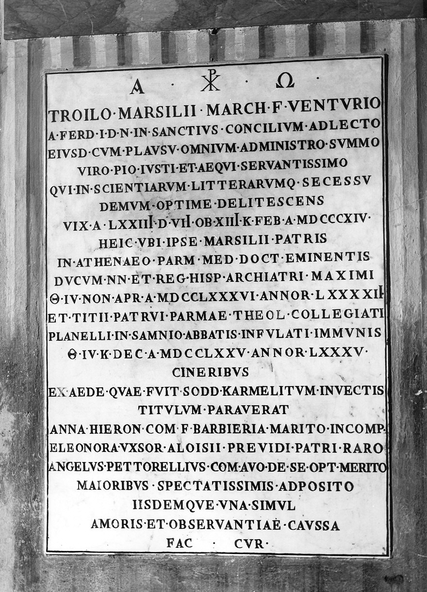 lapide commemorativa - bottega parmense (primo quarto sec. XIX)