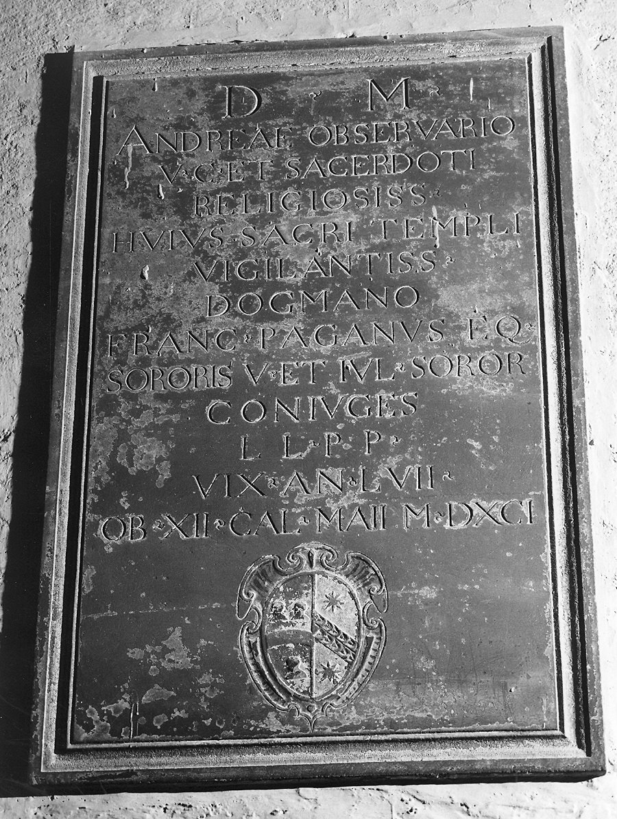 lapide commemorativa - bottega emiliana (fine sec. XVI)