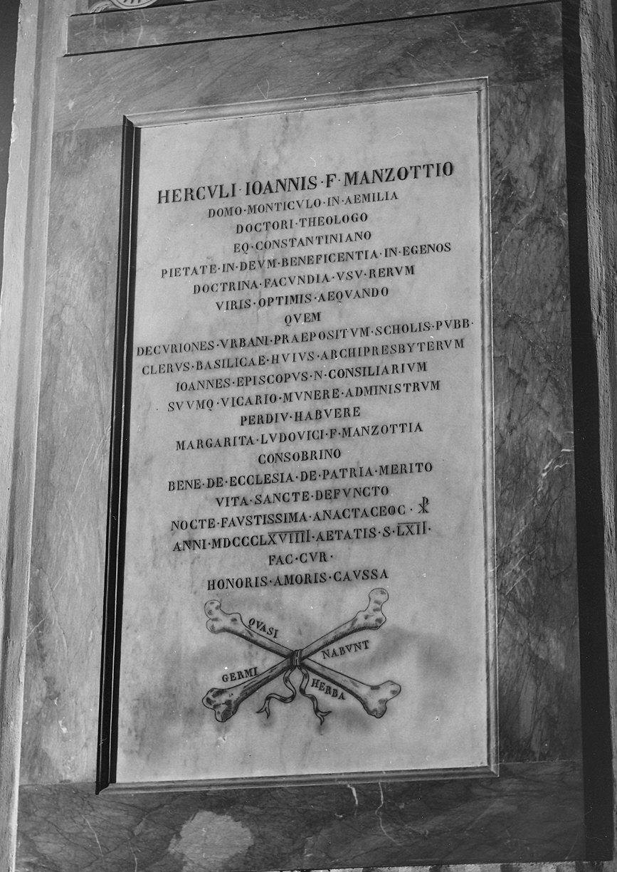 lapide commemorativa - bottega parmense (terzo quarto sec. XIX)