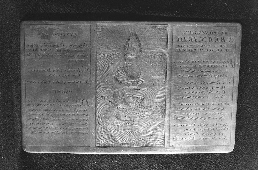 Le Orazioni di S. Bernardo, iscrizione (matrice) di Bresciani Antonio (attribuito) (fine/inizio secc. XVIII/ XIX)
