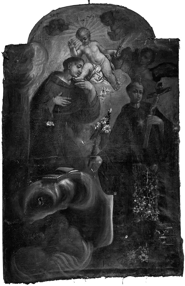 Gesù Bambino con Sant'Antonio e San Luigi Gonzaga (dipinto) - ambito parmense (prima metà sec. XVIII)