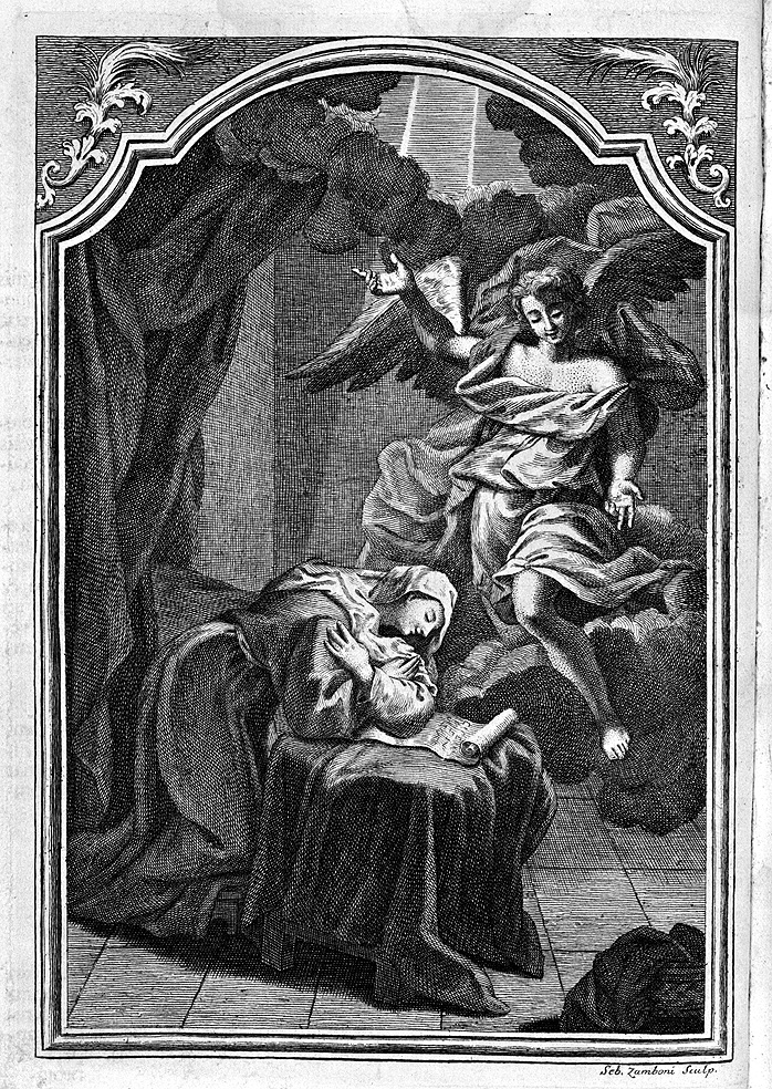 Annunciazione (dipinto) di Zamboni Sebastiano (seconda metà sec. XVIII)