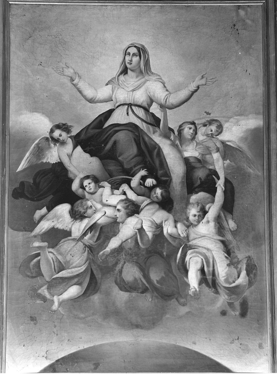 Madonna Assunta con angeli (dipinto) - ambito piacentino (fine sec. XIX)