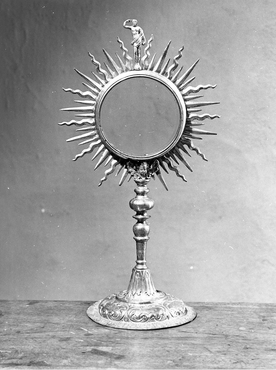 ostensorio - a raggiera - ambito piacentino (inizio sec. XVIII)