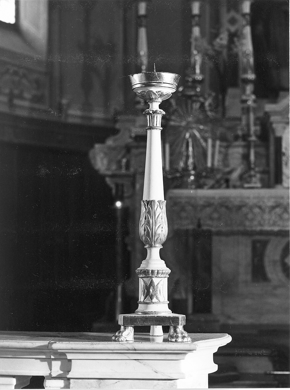 candeliere d'altare, coppia - ambito ligure (metà sec. XIX)