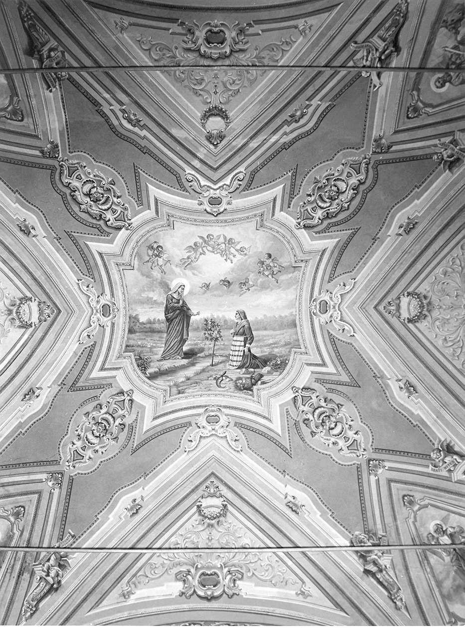 Beata Vergine di Caravaggio appare ad una contadina (dipinto) di Botti Giuseppe (sec. XX)