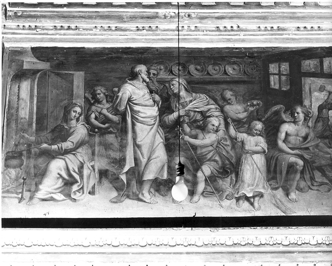 Sacra Famiglia con Zaccaria, Santa Elisabetta e S. Giovannino (dipinto) di Conti Giovanni Maria detto Della Camera (sec. XVII)