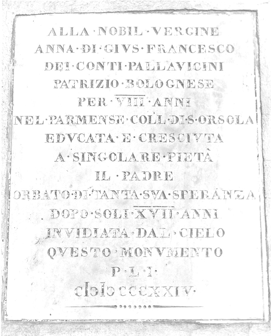 lapide commemorativa - ambito parmense (sec. XIX)