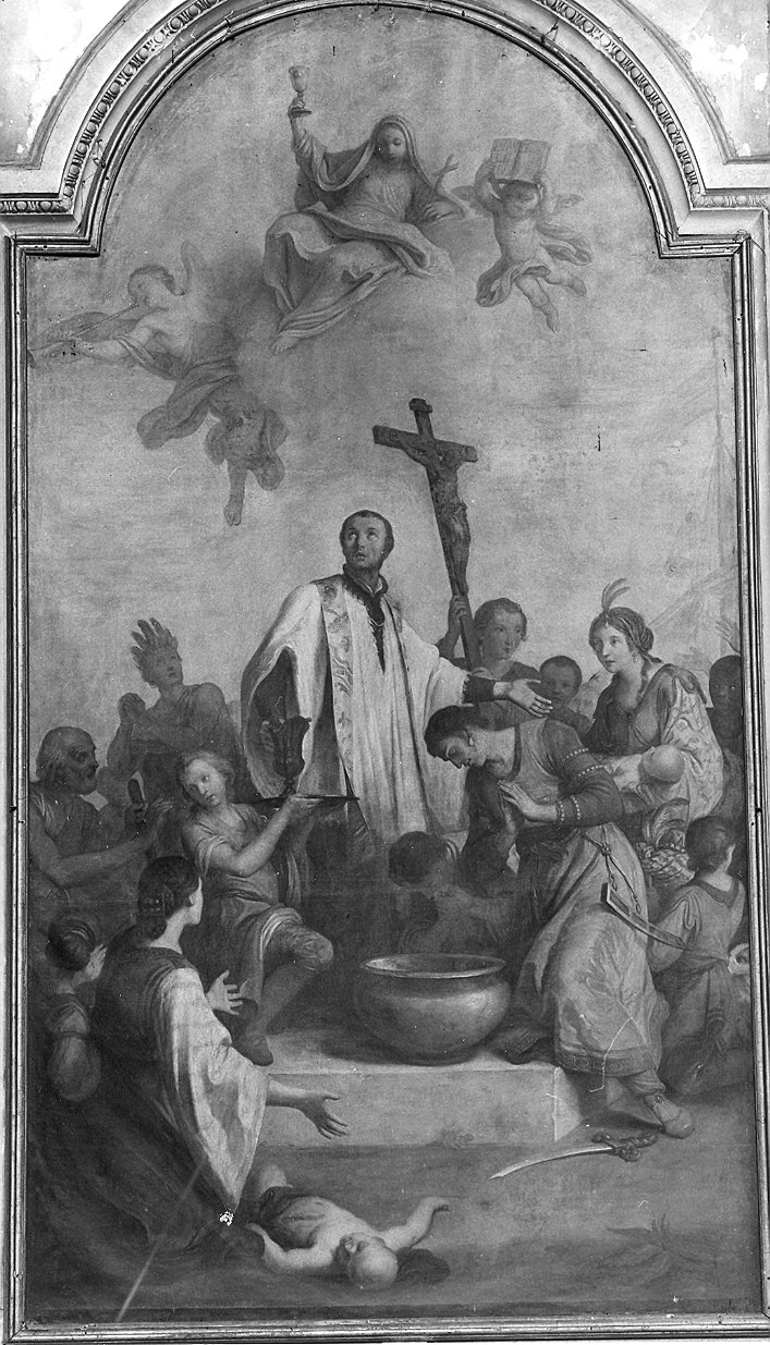 San Francesco Saverio in atto di battezzare gli infedeli (dipinto) di Rotari Pietro (sec. XVIII)