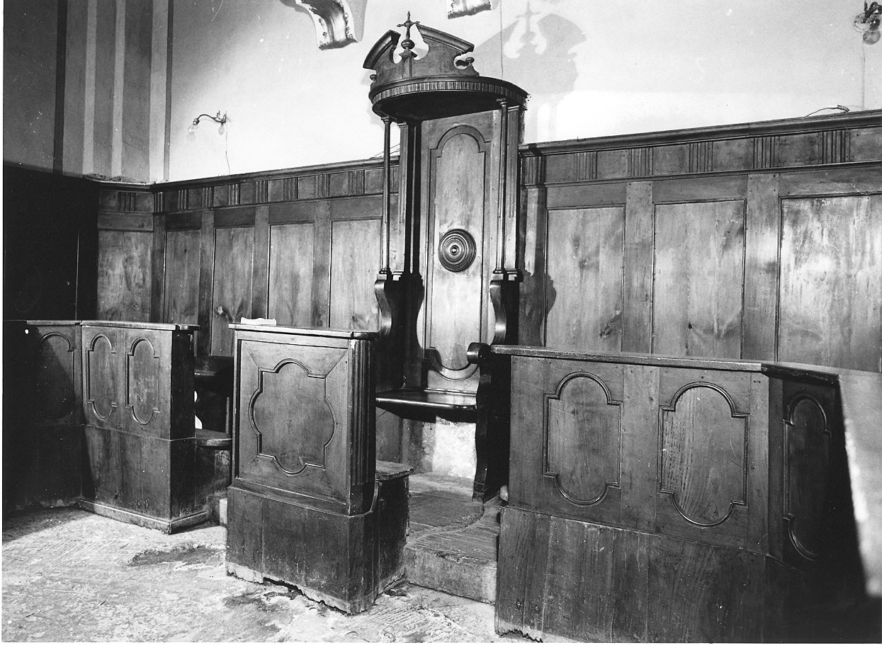 stalli del coro, insieme - ambito parmense (seconda metà, seconda metà sec. XVIII, sec. XIX)