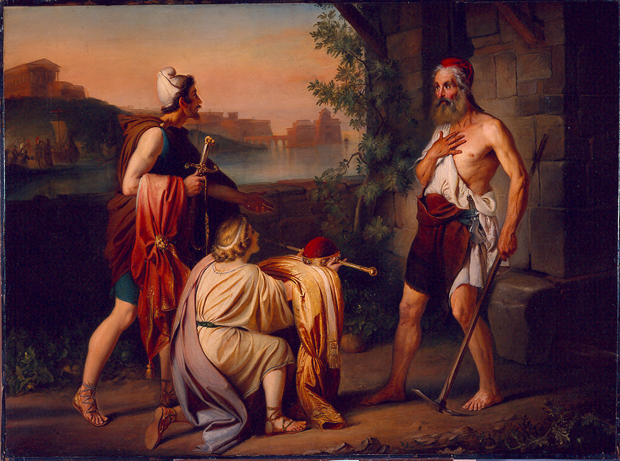 Abdalomino salutato re di Sidone dopo la conquista di Alessandro il Macedone (dipinto) di Scherer Giorgio (sec. XIX)