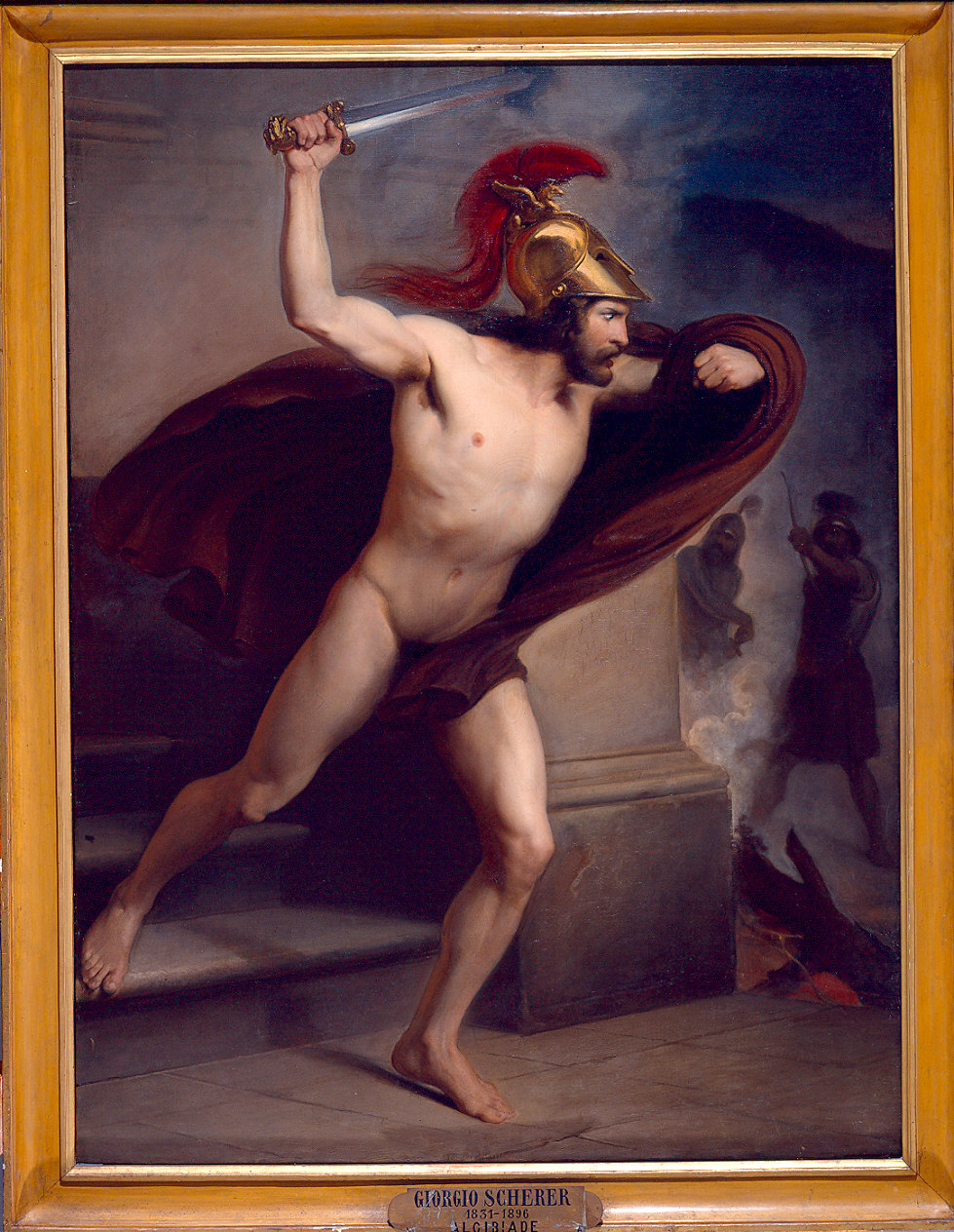 Alcibiade si avventa contro i soldati di Farnabaso (dipinto) di Scherer Giorgio (sec. XIX)