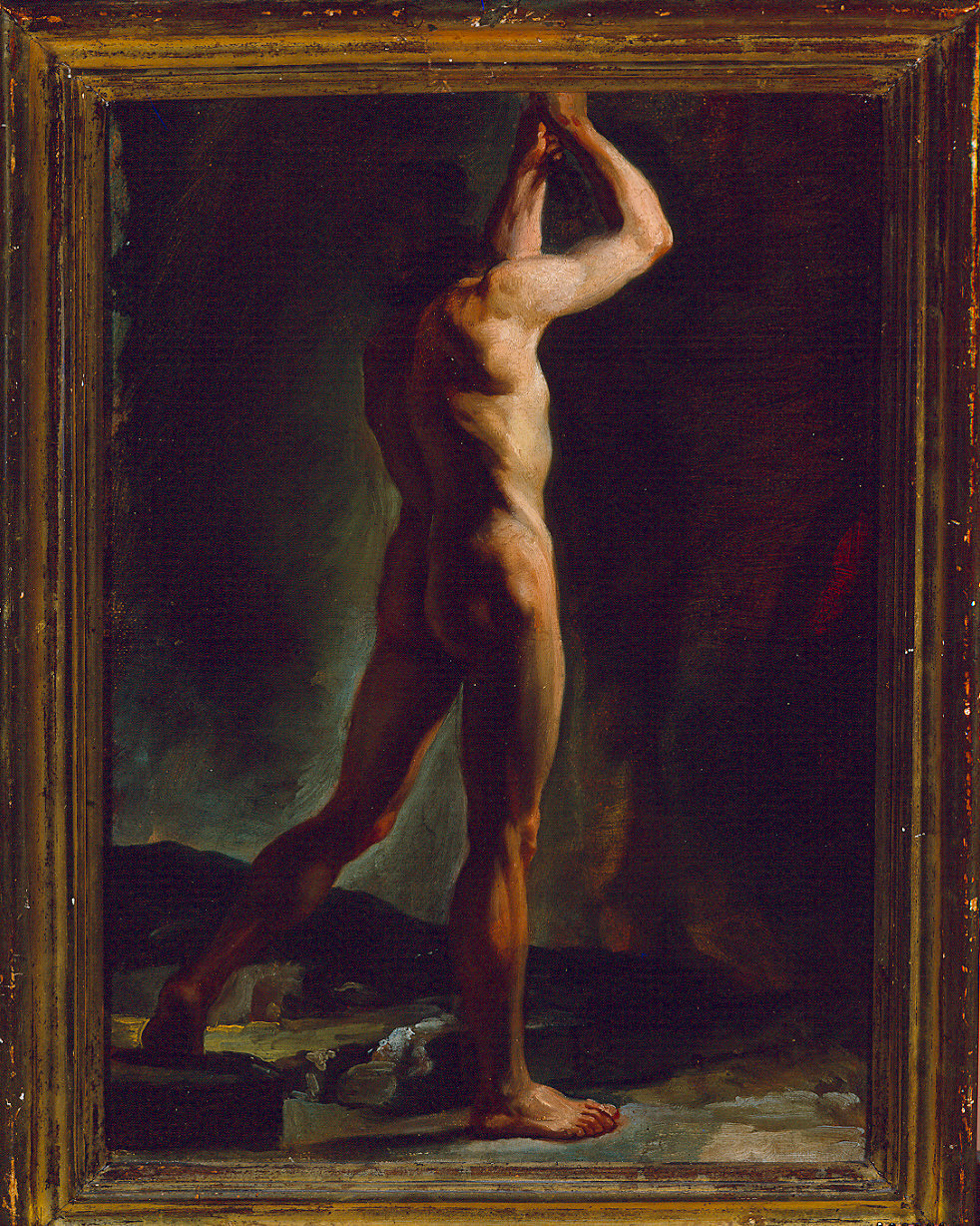 studio di nudo visto di schiena (dipinto) di Ferrari Pietro Melchiorre (sec. XVIII)