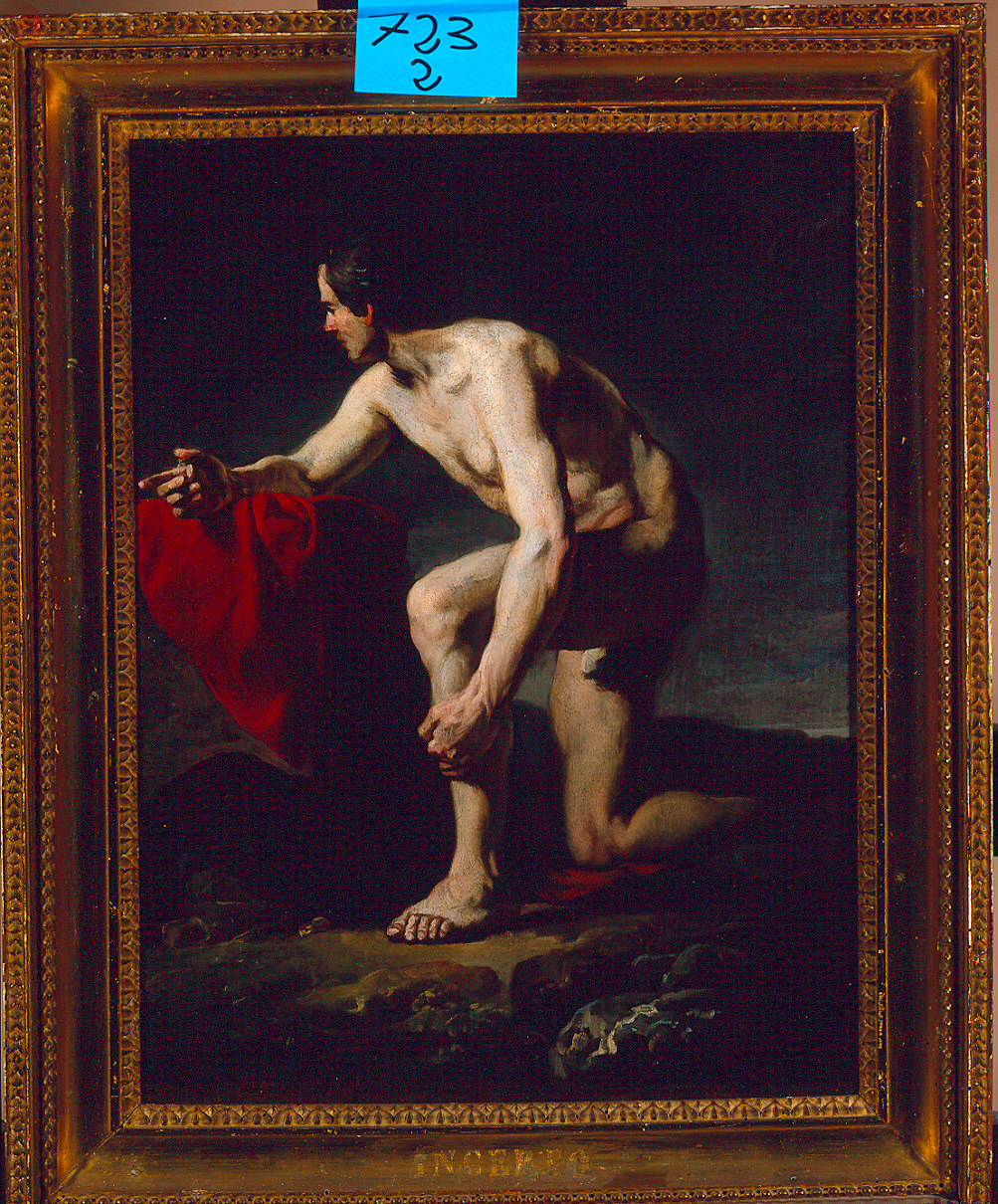 studio di nudo inginocchiato (dipinto) di Ferrari Pietro Melchiorre (sec. XVIII)