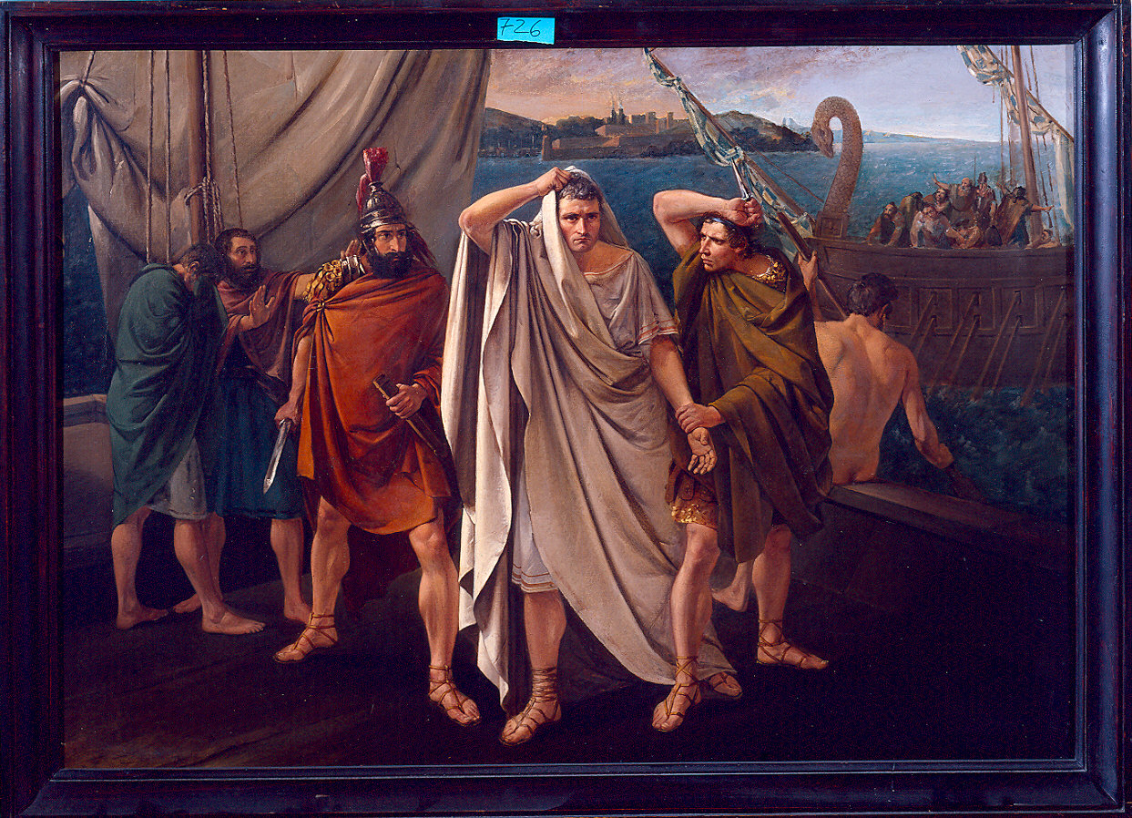 uccisione di Pompeo Magno (dipinto) di Bandini Enrico (sec. XIX)