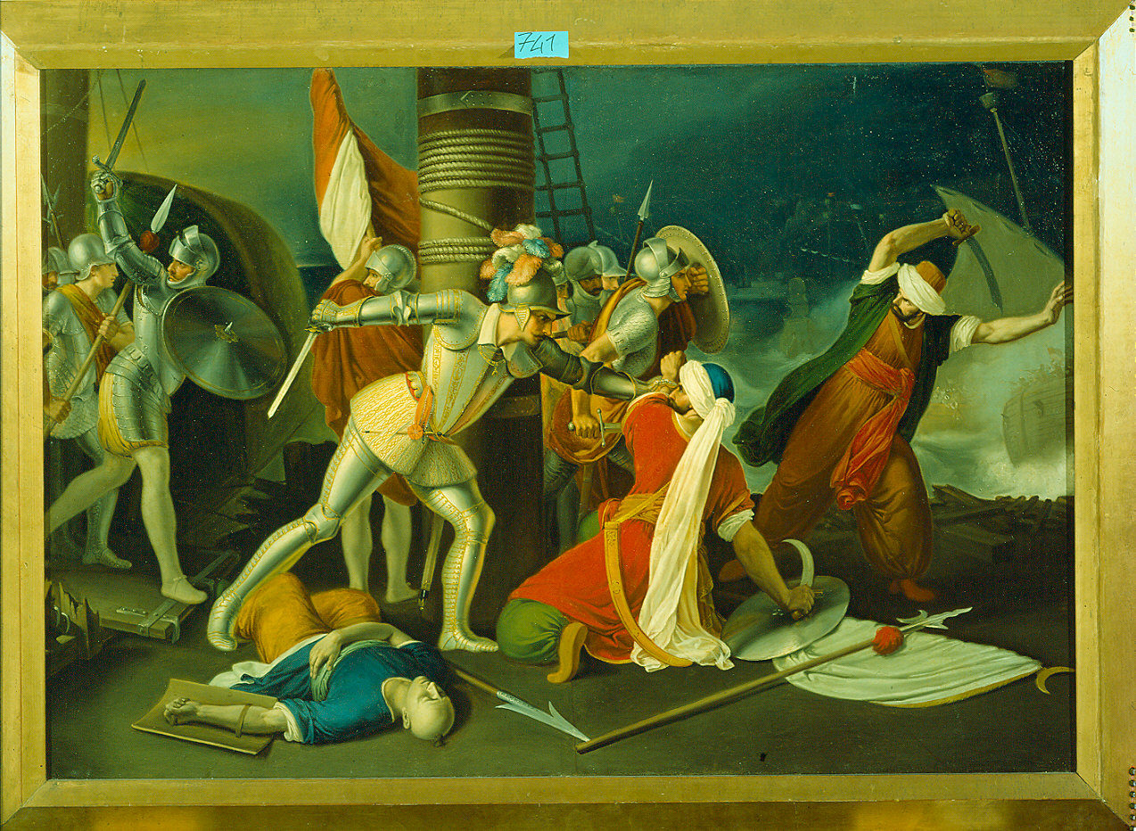 Alessandro Farnese alla battaglia di Lepanto (dipinto) di Scaramuzza Francesco (sec. XIX)