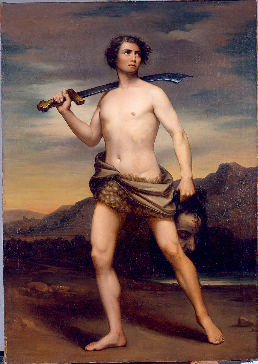 David con la testa di Golia (dipinto) di Barbieri Enrico (sec. XIX)