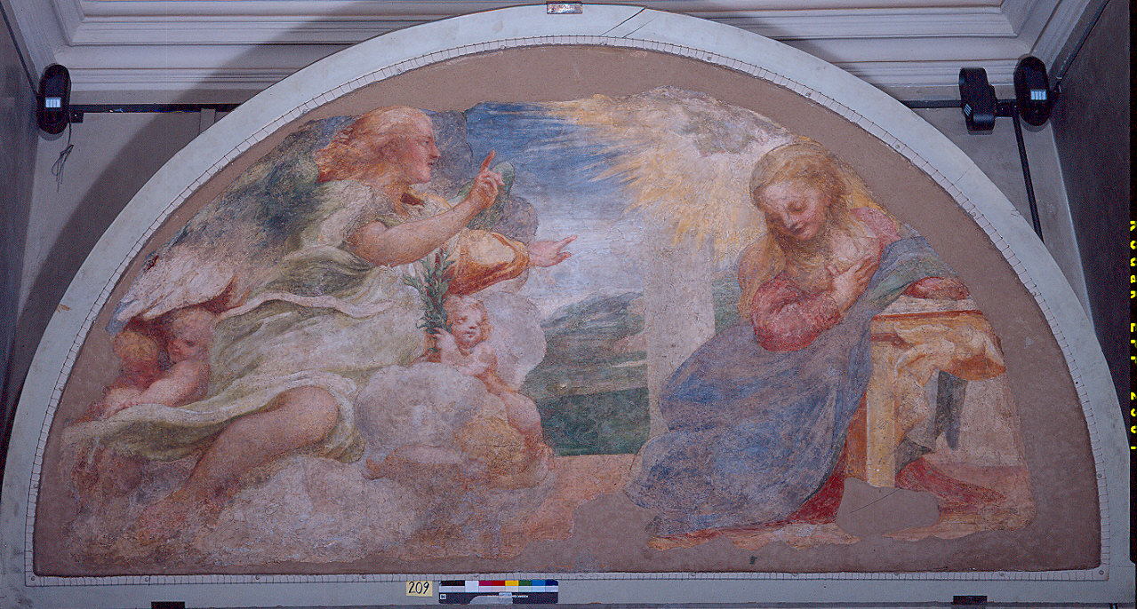 Annunciazione (dipinto, frammento) di Allegri Antonio detto Correggio (sec. XVI)