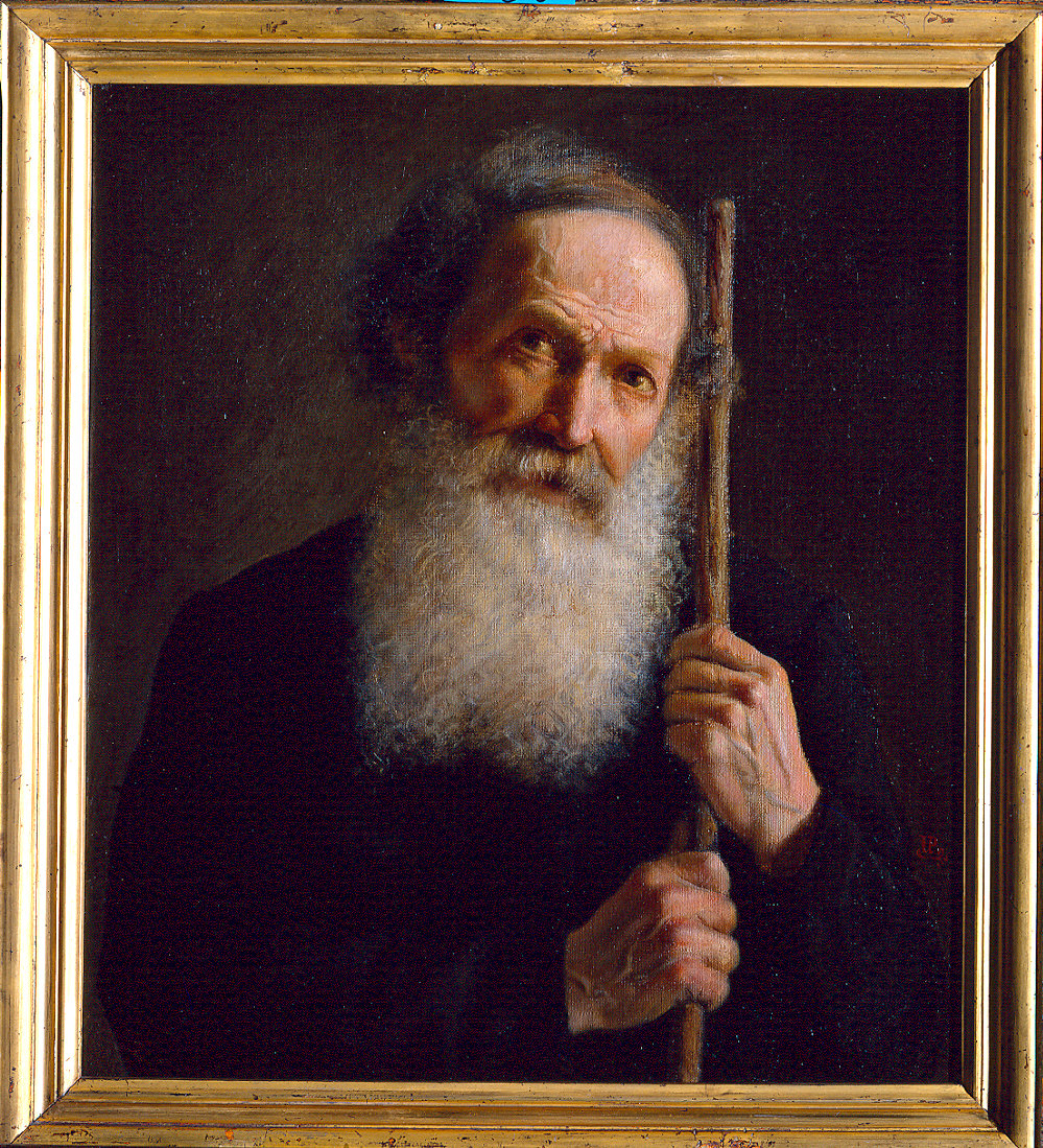 testa di vecchio (dipinto) di Passani Ulisse (terzo quarto sec. XIX)