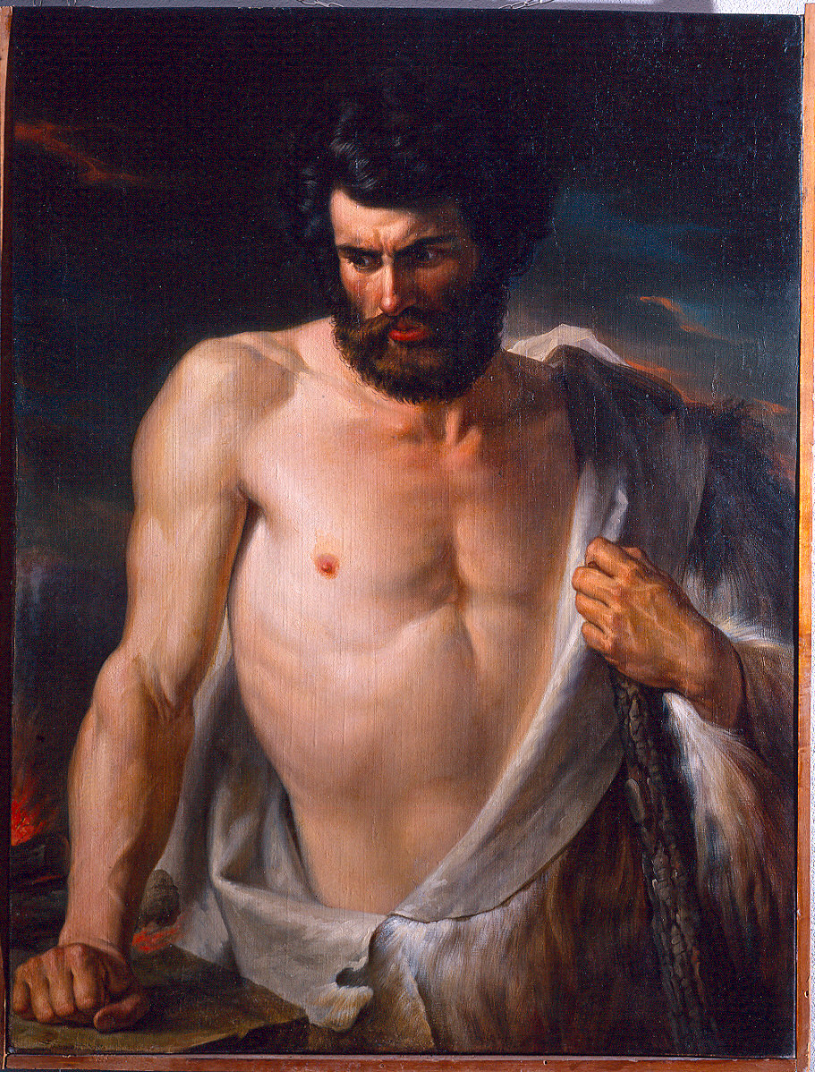 Caino medita il fratricidio (dipinto) di Mussini Cesare (sec. XIX)