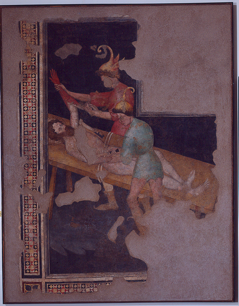 martirio di San Bartolomeo (dipinto, frammento) di Maestro di Santa Caterina (ultimo quarto sec. XIV)