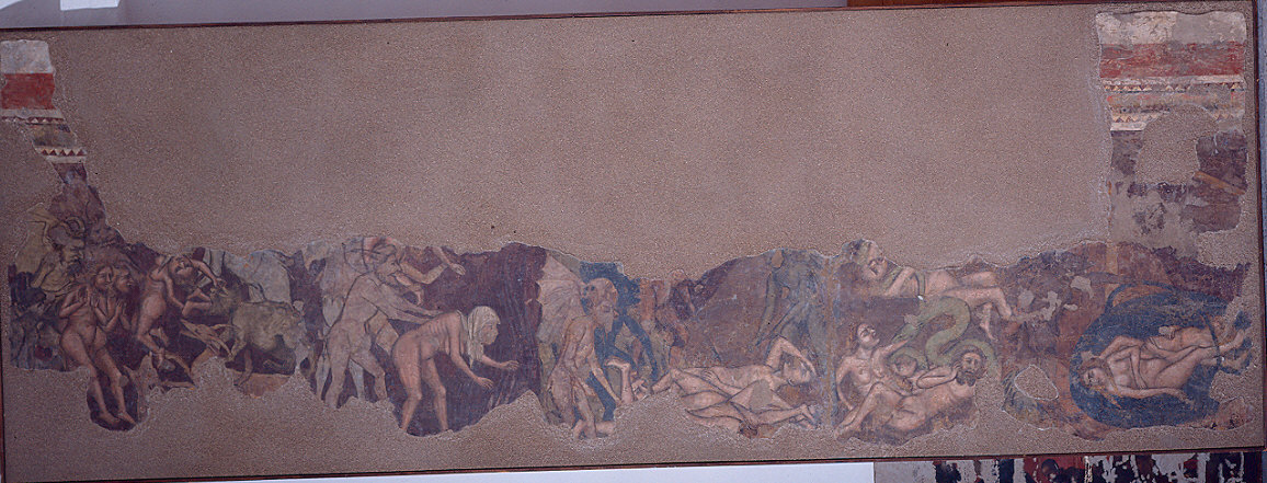 inferno (dipinto, frammento) di Bartolomeo da Reggio, Jacopino da Reggio (sec. XIV)