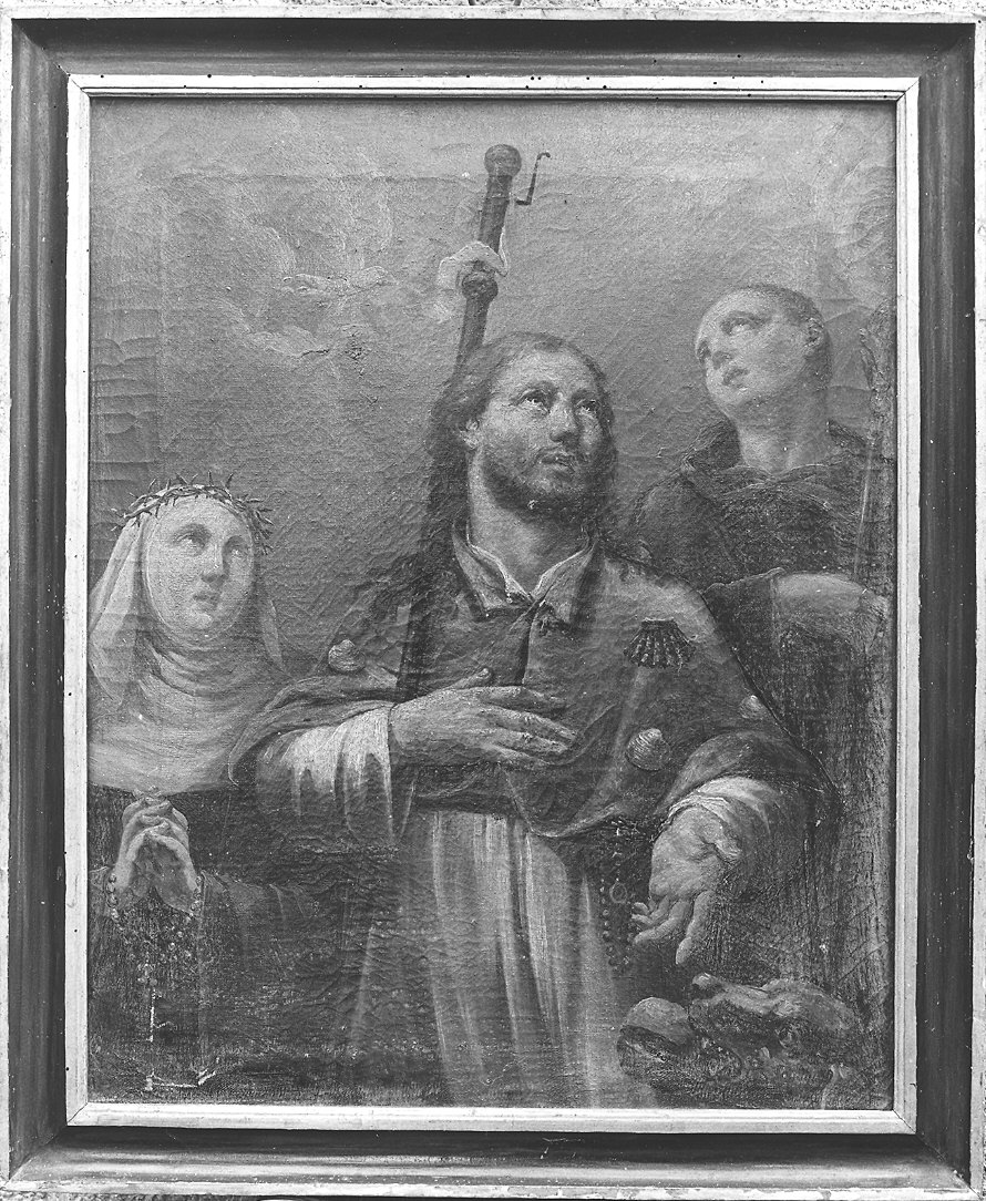San Rocco con Santa Caterina da Siena e Santo (dipinto) di Martini Giuseppe (attribuito) (fine/inizio secc. XVIII/ XIX)
