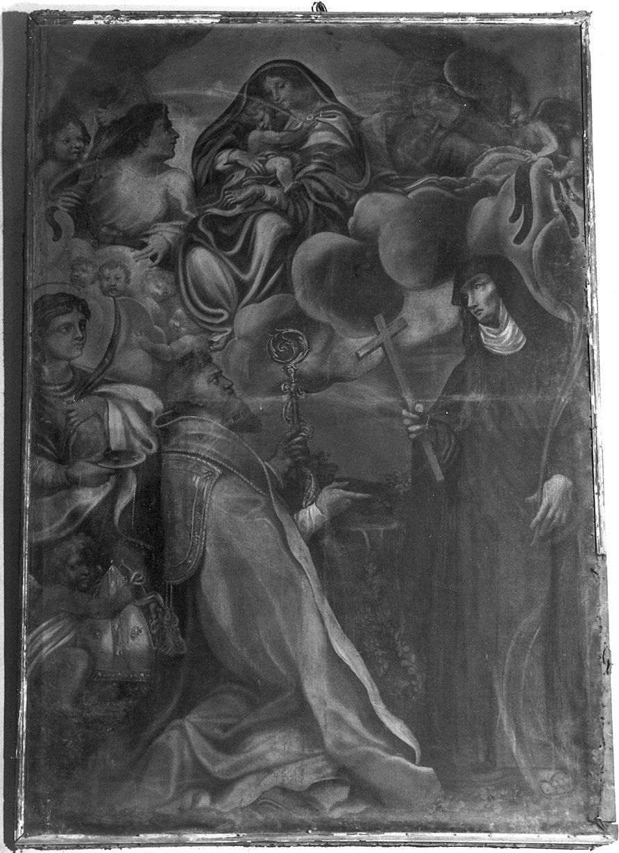 Madonna con Bambino, San Biagio, Santa Lucia, Santa Chiara e Santi (dipinto) di Mazzola Bedoli Alessandro (attribuito) (fine sec. XVI)