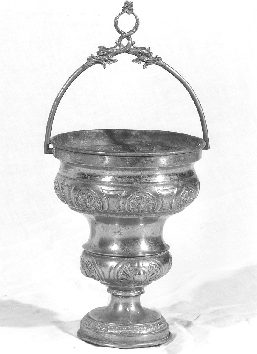 secchiello per l'acqua benedetta, elemento d'insieme - produzione italiana (fine/inizio secc. XIX/ XX)