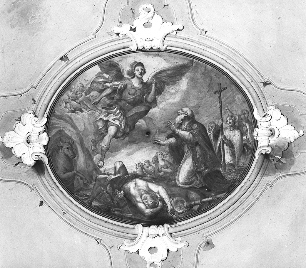 apparizione di San Michele Arcangelo sul monte Gargano (dipinto, complesso decorativo) di Ferrari Paolo (sec. XVIII)