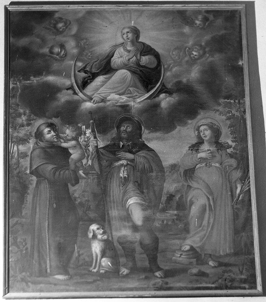 Madonna Immacolata con Sant'Antonio da Padova, San rocco e Santa Lucia (?) (dipinto) - ambito emiliano (fine/inizio secc. XVII/ XVIII)