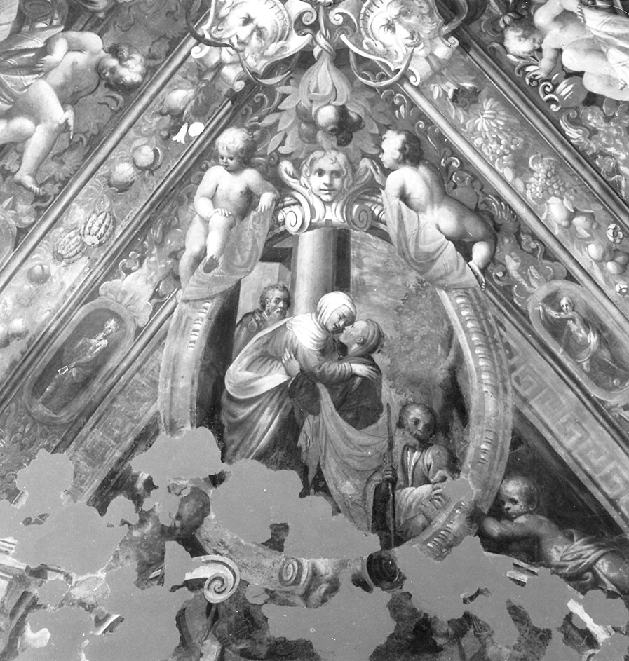 storie della vita della Madonna (decorazione pittorica, elemento d'insieme) di Tinti Giovan Battista (attribuito) (fine/inizio secc. XVI/ XVII)