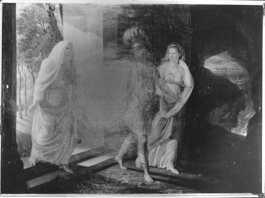 Addio di Anchise al figlio Enea e alla Sibilla Deifobe alle porte dell'Averno (dipinto) di Bottner Wilhelm (sec. XVIII)