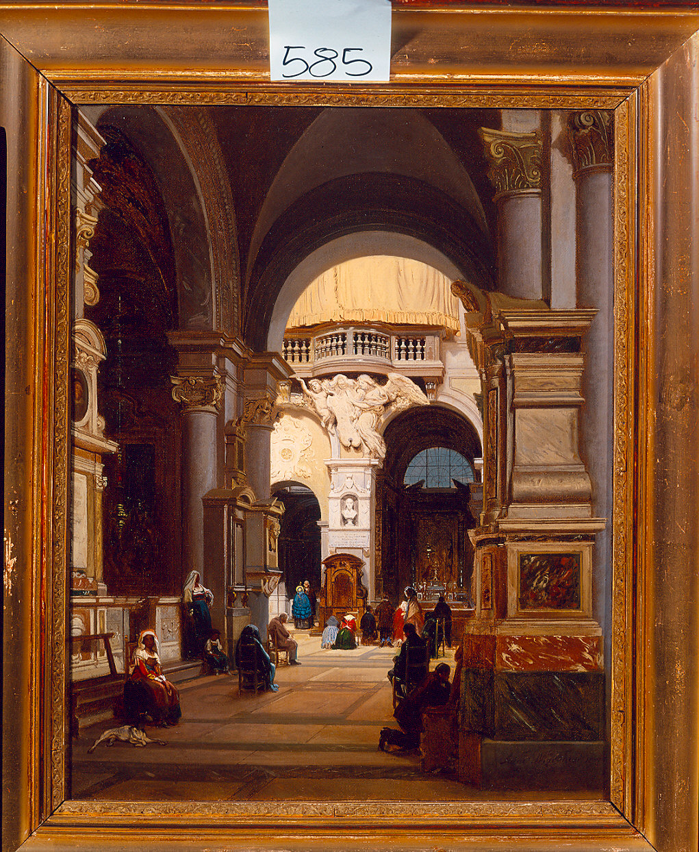 Interno della chiesa di Santa Maria del Popolo in Roma (dipinto) di Marchesi Luigi (sec. XIX)