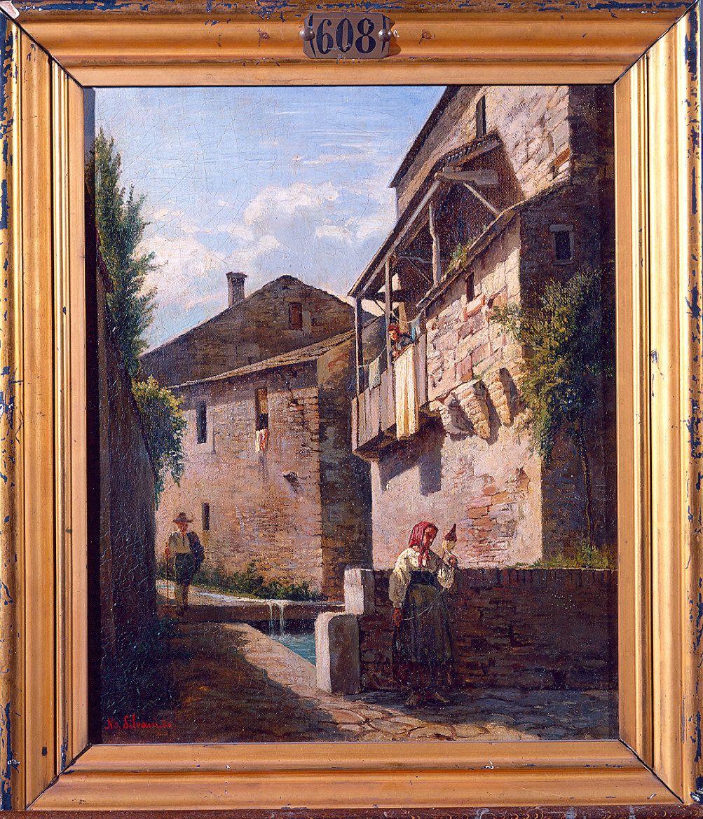 Veduta di Calestano (dipinto) di Silvani Mentore (sec. XIX)