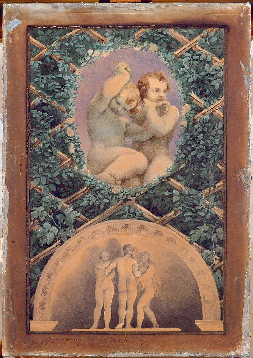 Due putti/ le Tre Grazie (dipinto) di Raimondi Carlo, Toschi Paolo (sec. XIX)