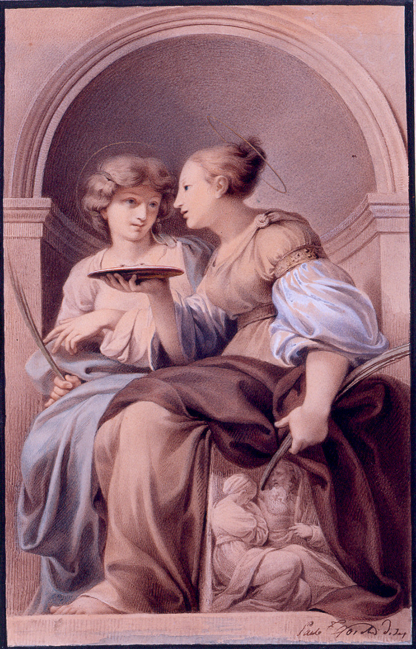 Sante Lucia e Apollonia (dipinto) di Toschi Paolo (sec. XIX)