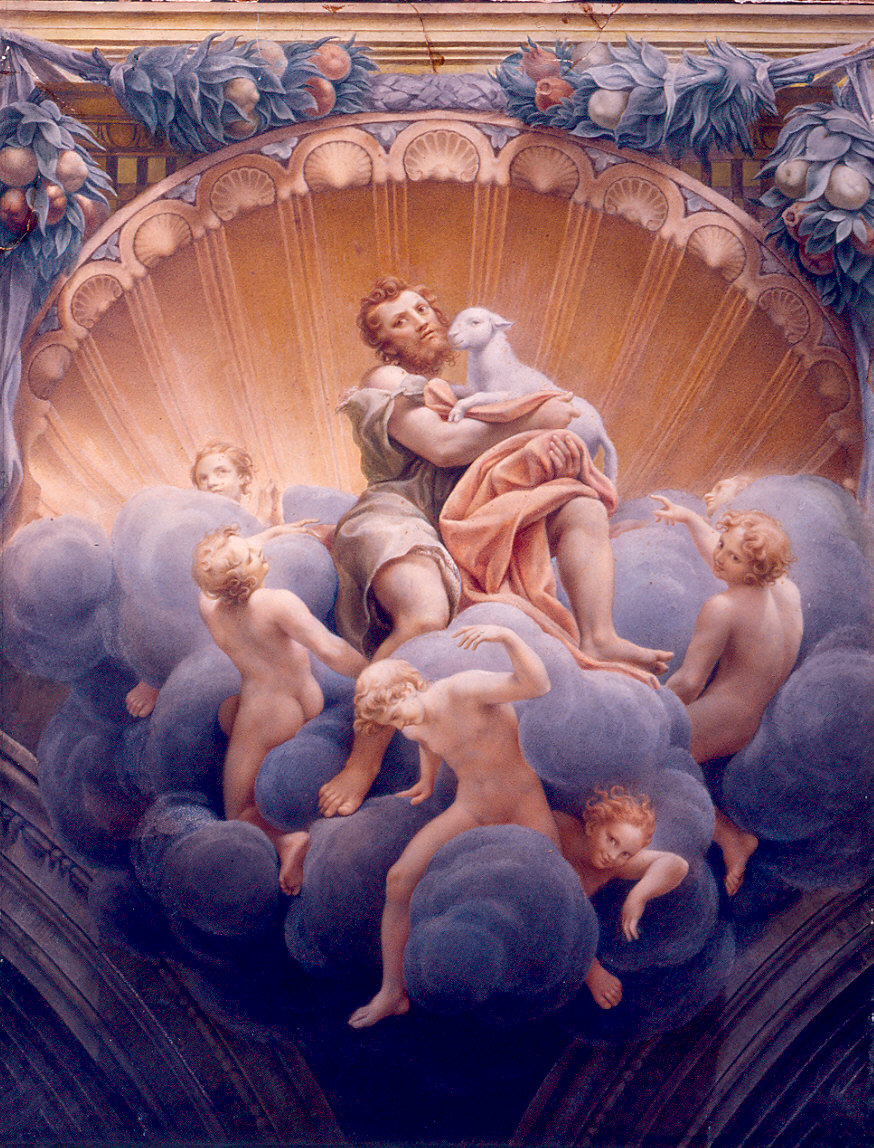 Pennacchio con San Giovanni Battista (dipinto) di Costa Antonio, Bigola Lodovico, Toschi Paolo (sec. XIX)