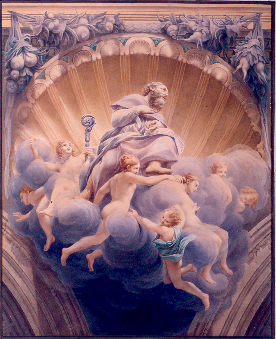 Pennacchio con San Bernardo (dipinto) di Raimondi Carlo, Toschi Paolo (sec. XIX)